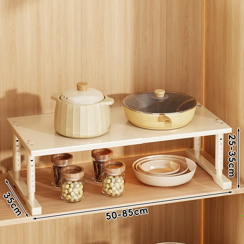 Kitchen Appliance Shelf Expandable Width Adjustable Height Non-Slip Feet