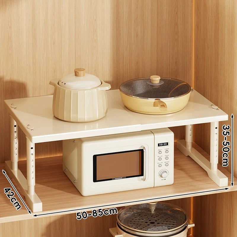 Kitchen Appliance Shelf Expandable Width Adjustable Height Non-Slip Feet