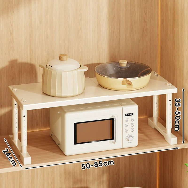 Kitchen Appliance Shelf Expandable Width Adjustable Height Non-Slip Feet