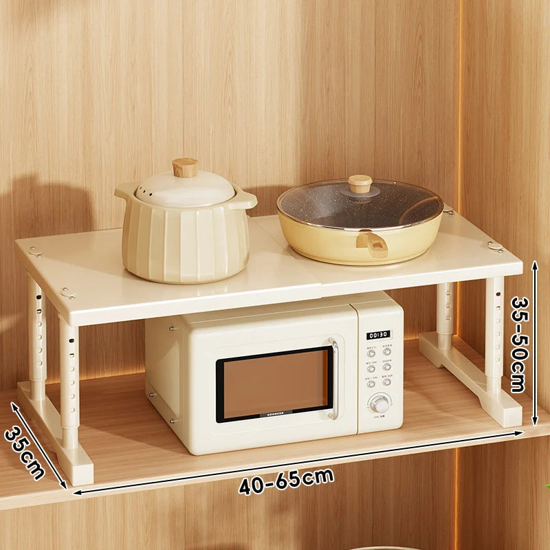 Kitchen Appliance Shelf Expandable Width Adjustable Height Non-Slip Feet