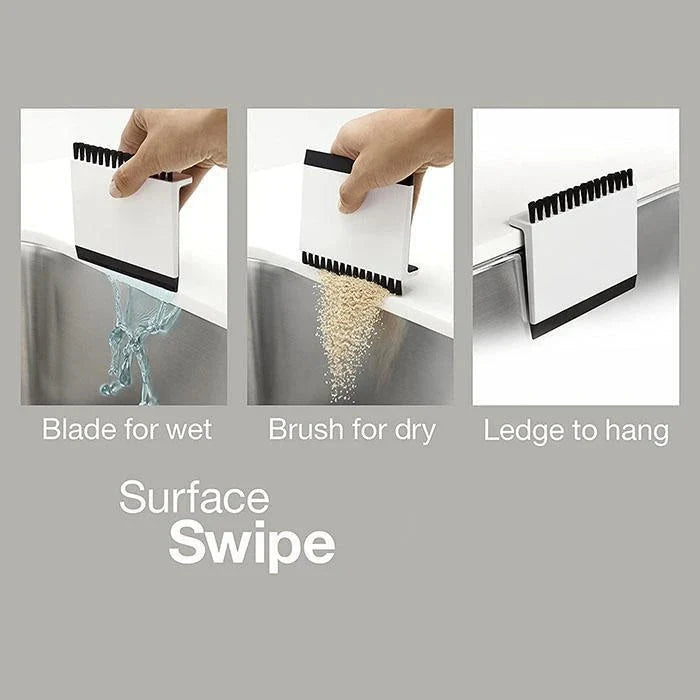 Kitchen Cleaning Scraper Double-Sided Squeegee & Brush Dishwasher-Safe