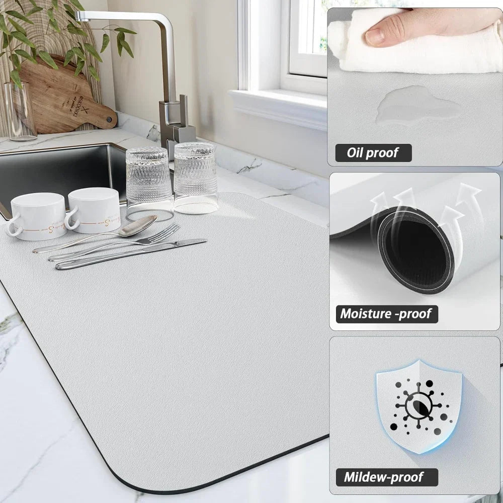 Kitchen Drying Mat Highly Absorbent Waterproof Backing