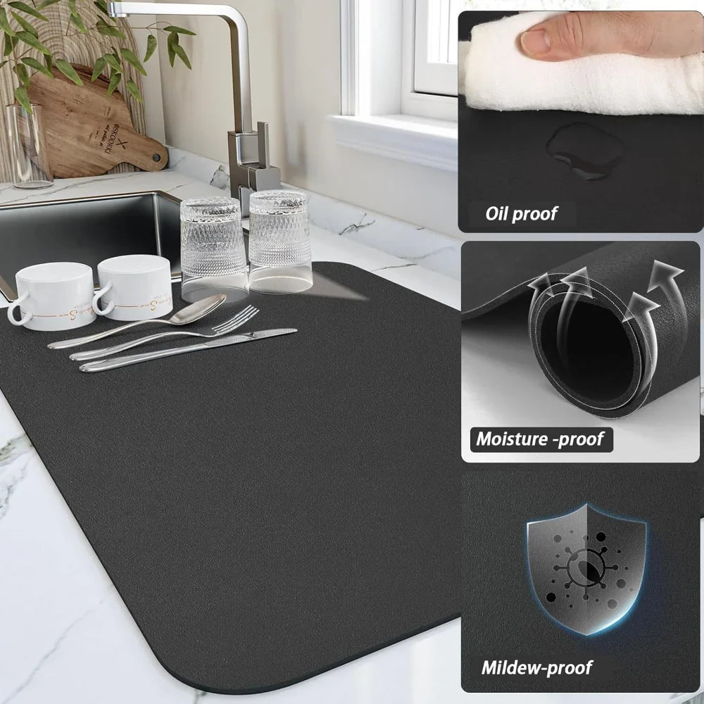 Kitchen Drying Mat Highly Absorbent Waterproof Backing