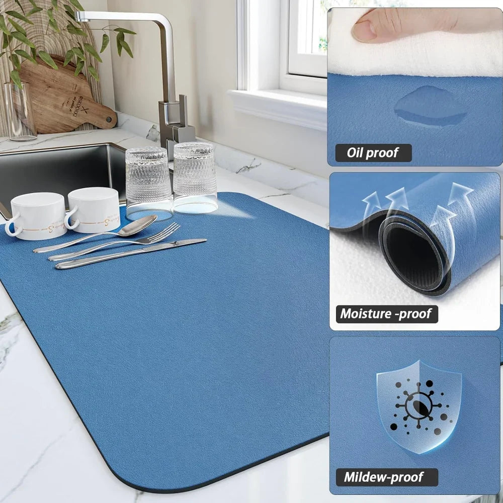 Kitchen Drying Mat Highly Absorbent Waterproof Backing