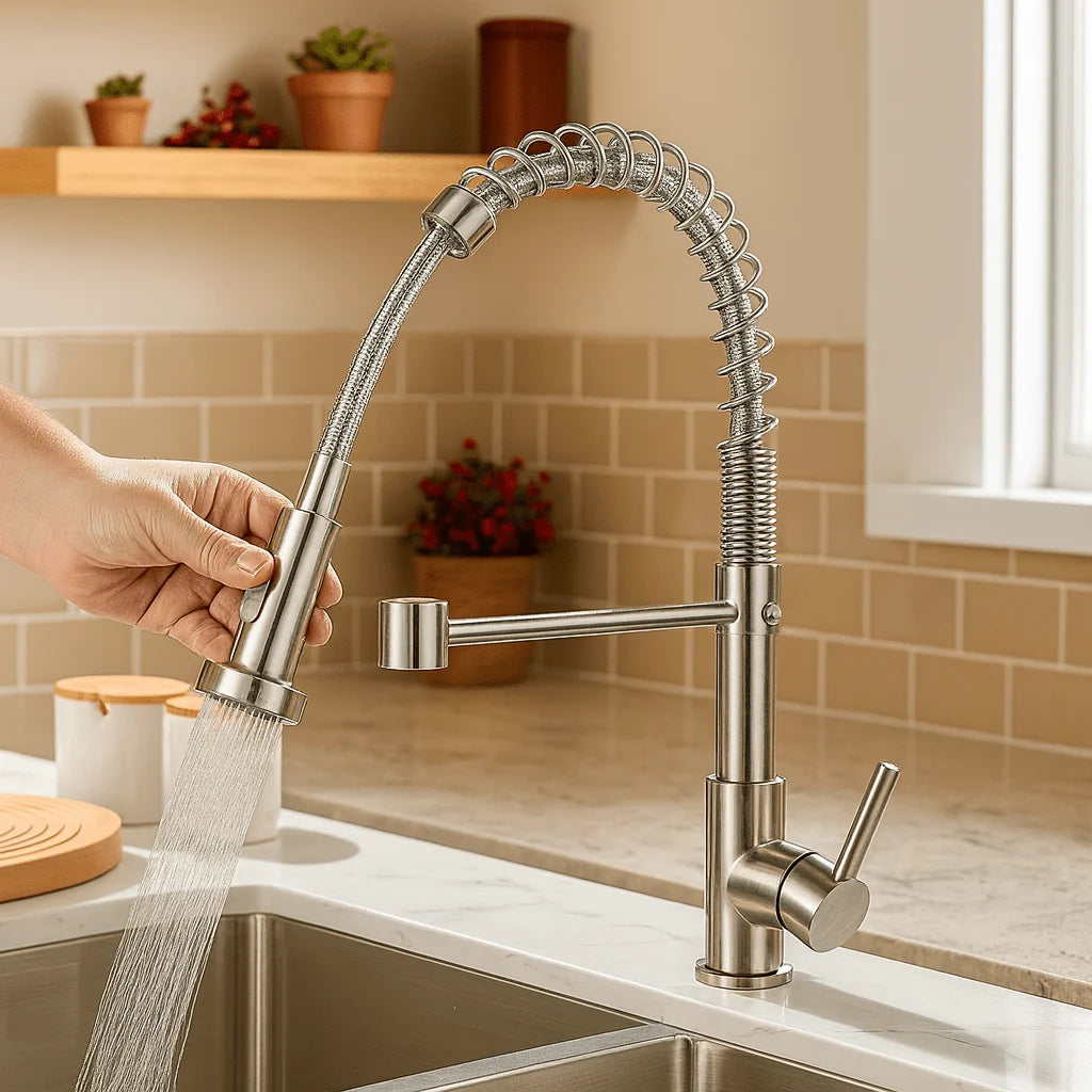 Kitchen Faucet Brass Dual Spout Two Water Streams