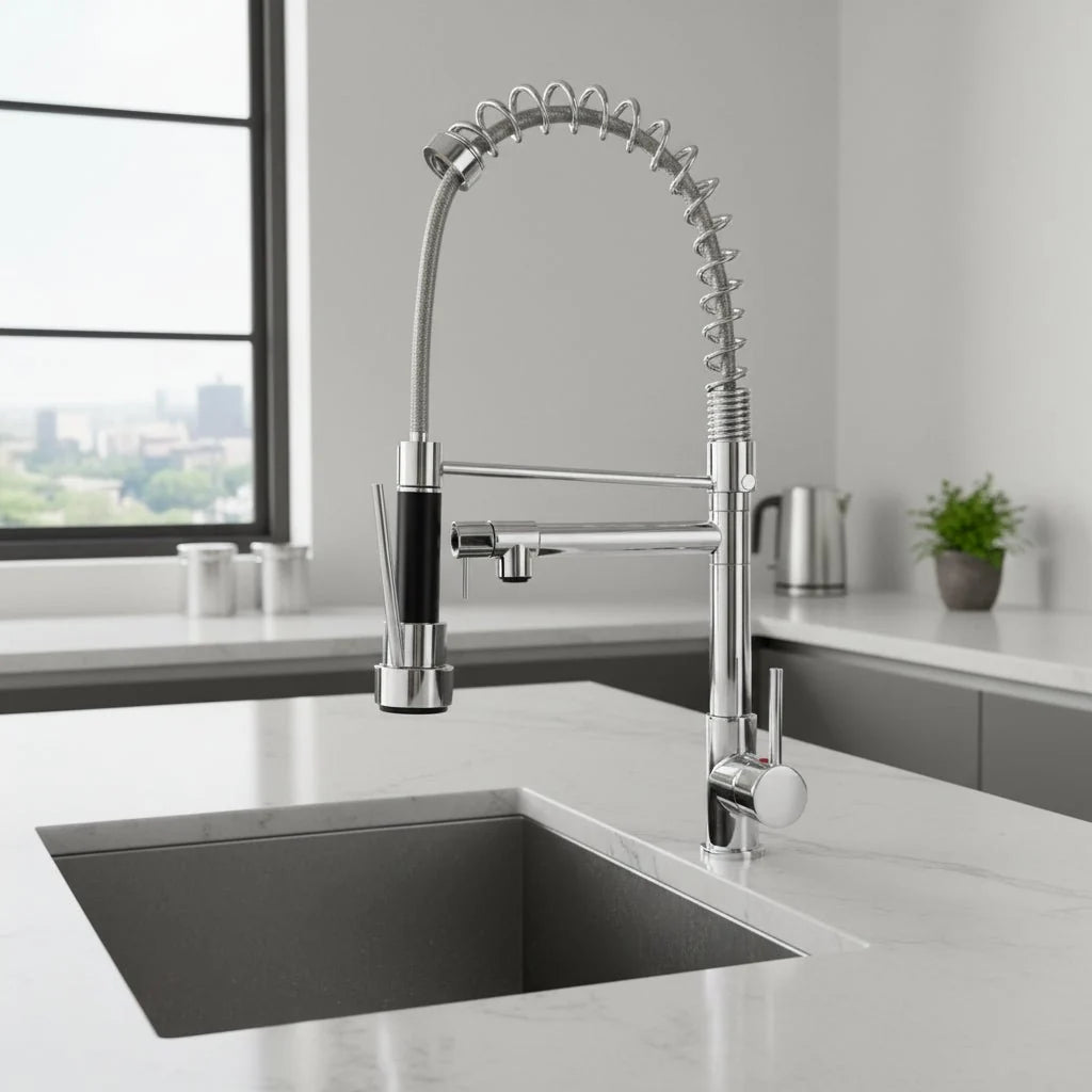 Kitchen Faucet Brass Dual Spout Two Water Streams