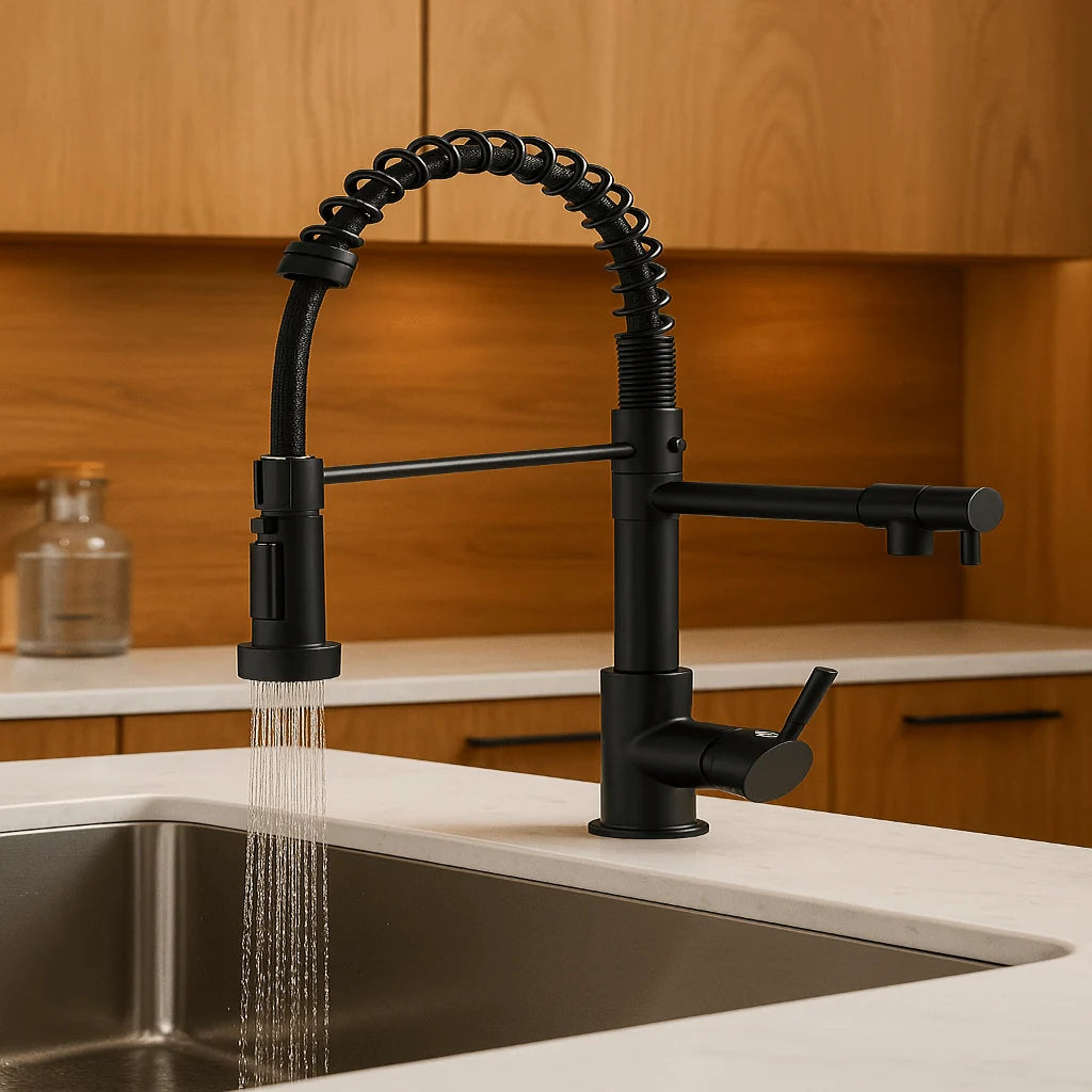 Kitchen Faucet Brass Dual Spout Two Water Streams