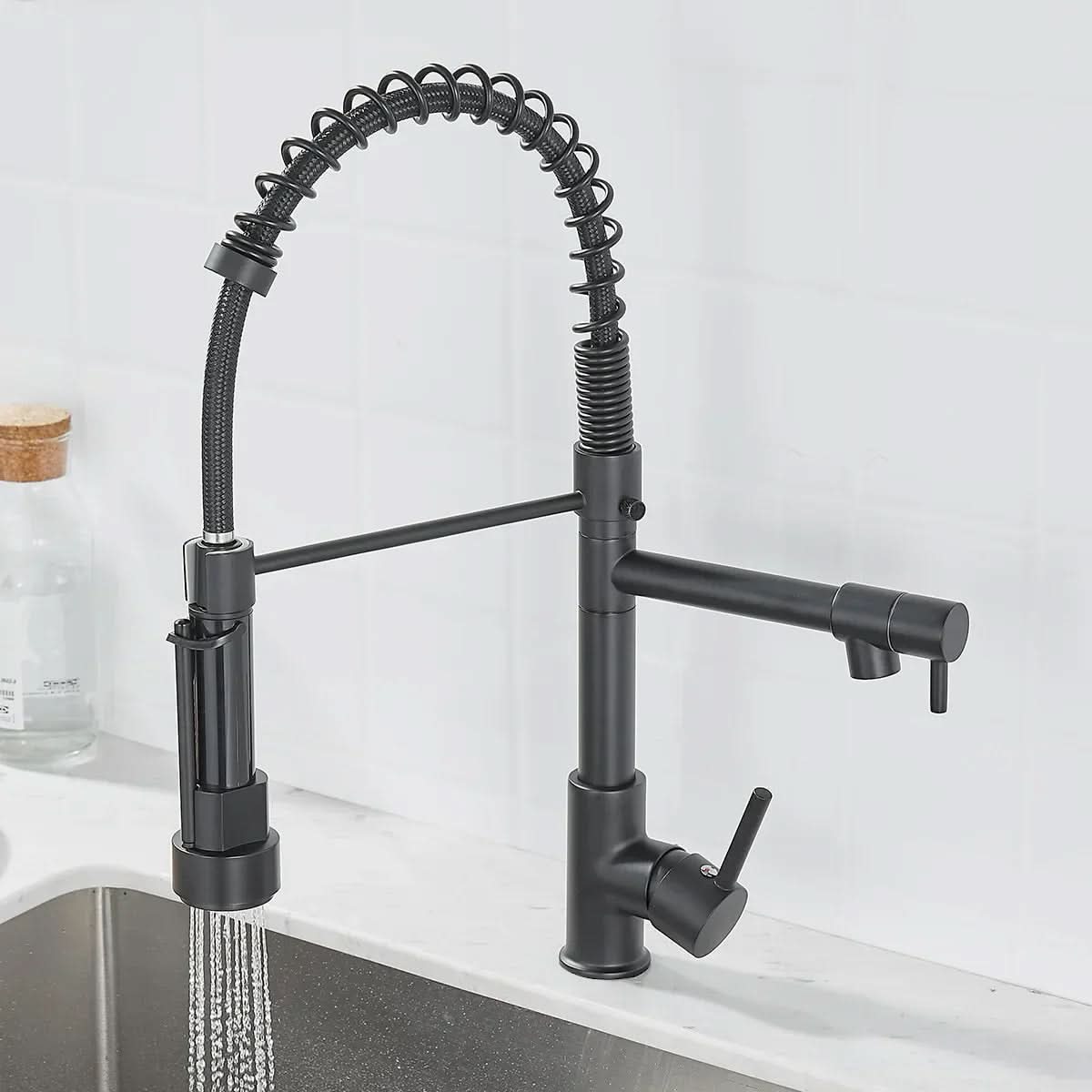 Kitchen Faucet Brass Dual Spout Two Water Streams