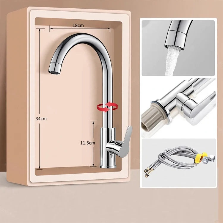 Kitchen Faucet Pull-Out Sprayer Stainless Steel Ceramic Valve