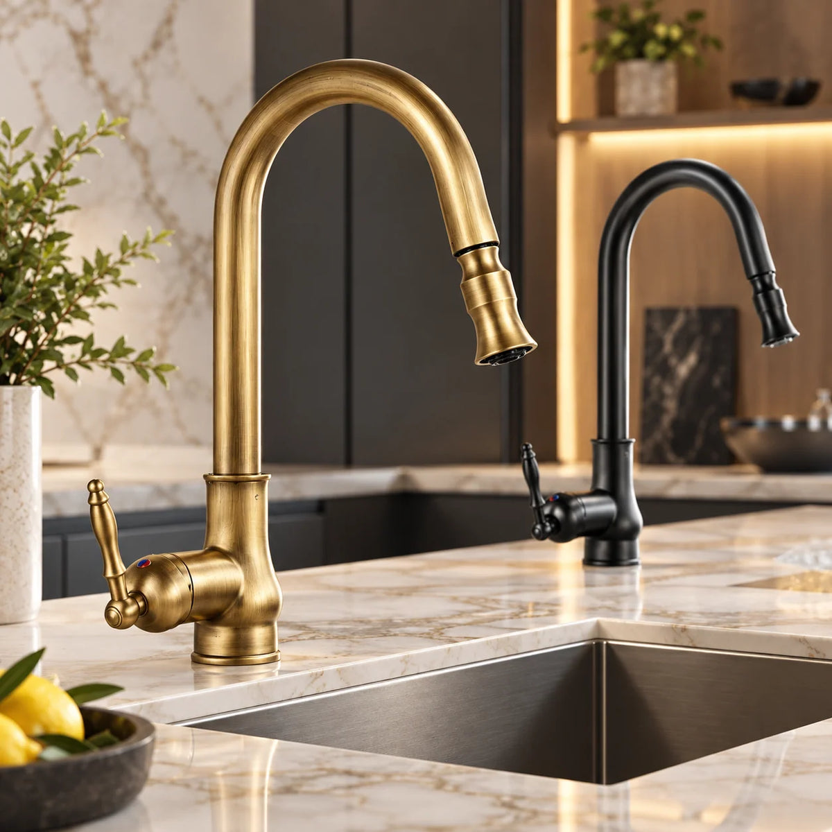 Kitchen Faucet Solid Brass Flexible Pull-Out Spray Head