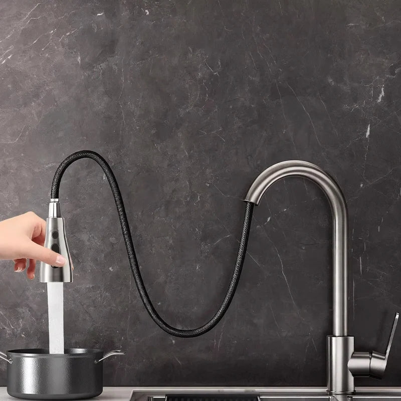 Kitchen Faucet Stainless Steel Pull-Out Sprayer 3-Mode Spray