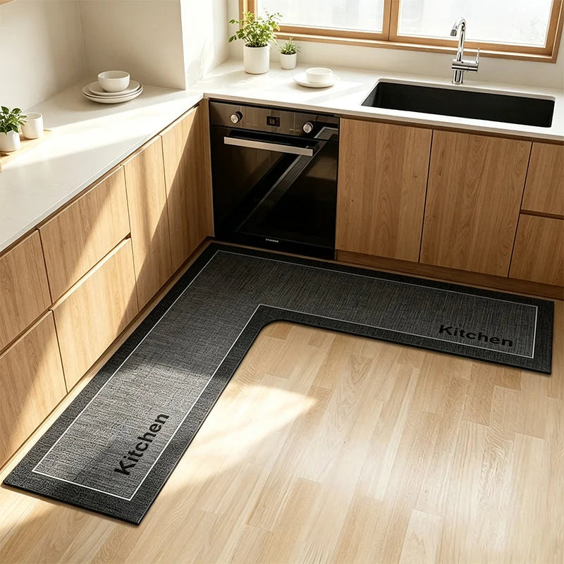 Kitchen Floor Mat L-Shaped Diatomite Quick-Dry Non-Slip Surface