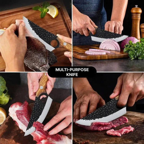 Kitchen Knife Refined Metal Alloy Blade Cherry Wood Handle