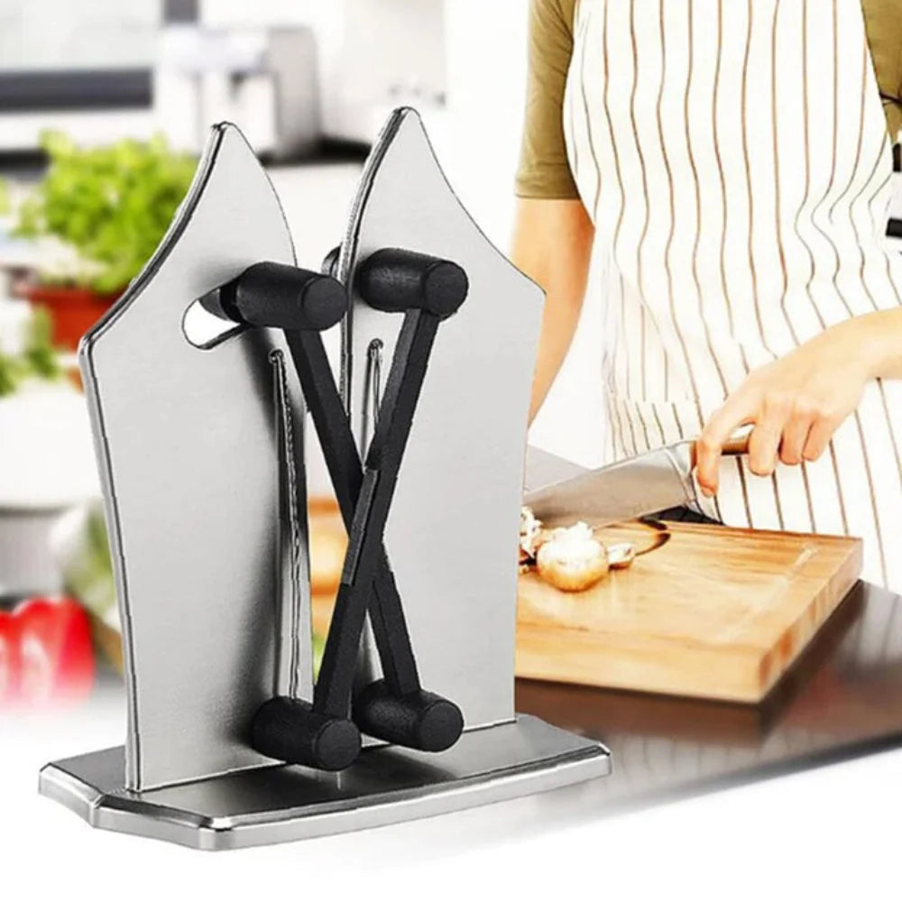 Kitchen Knife Sharpener Pull-Through Non-Slip Base & Safety Handle