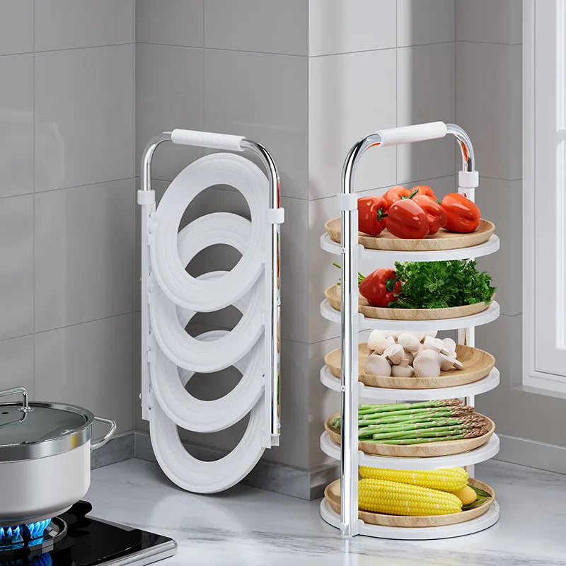 Kitchen Organizer Rack Tiered Space-Saving Foldable