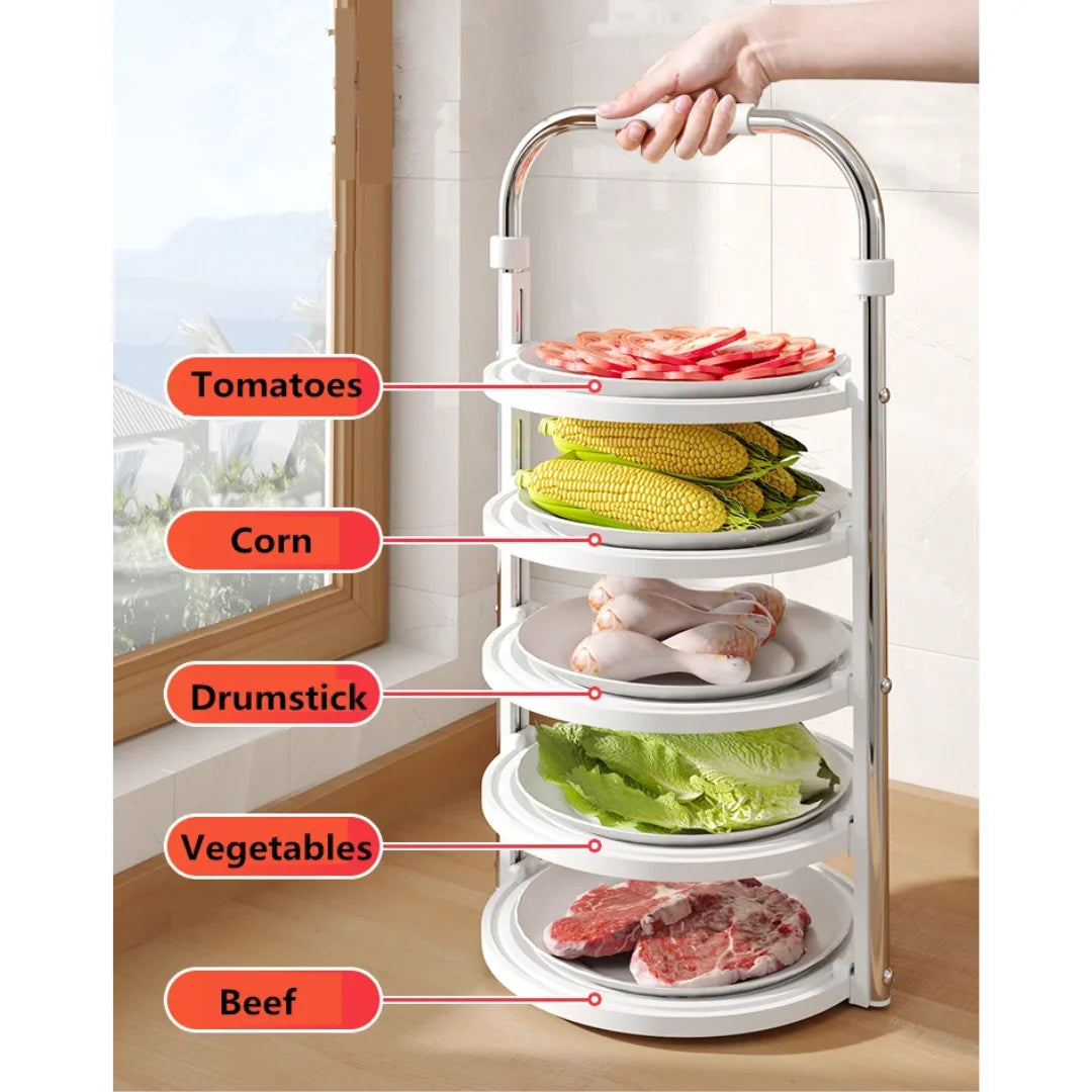 Kitchen Organizer Rack Tiered Space-Saving Foldable