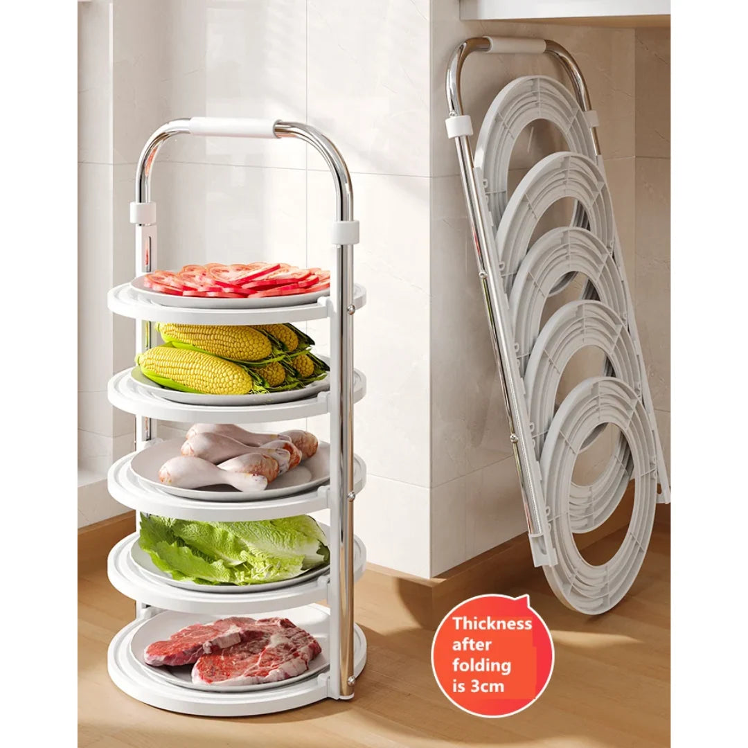 Kitchen Organizer Rack Tiered Space-Saving Foldable
