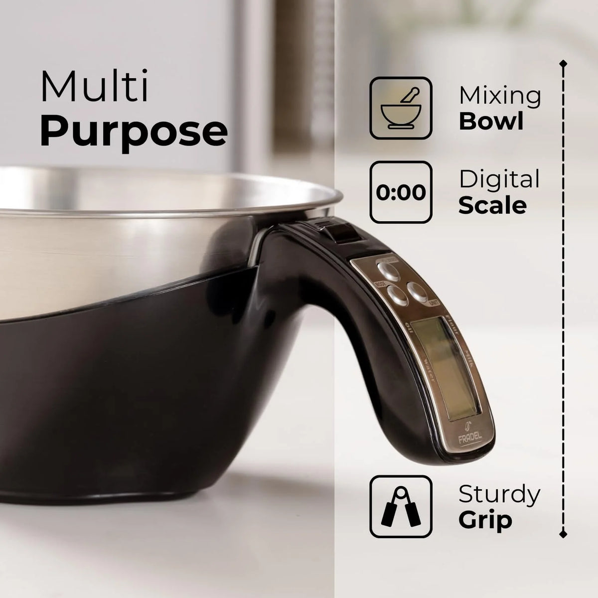 Kitchen Scale Backlit LCD Removable Stainless Steel Bowl