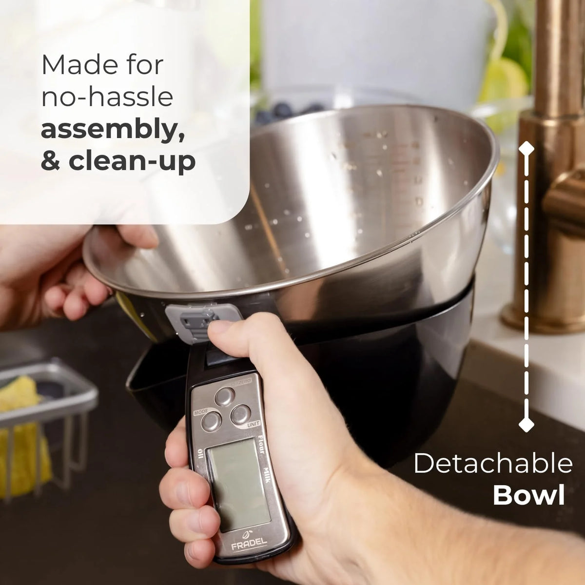 Kitchen Scale Backlit LCD Removable Stainless Steel Bowl