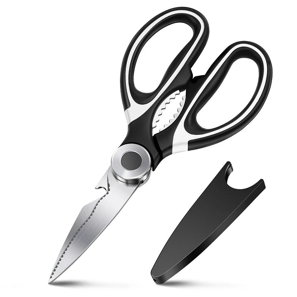 Kitchen Shears Stainless Steel Built-In Bottle & Jar Openers