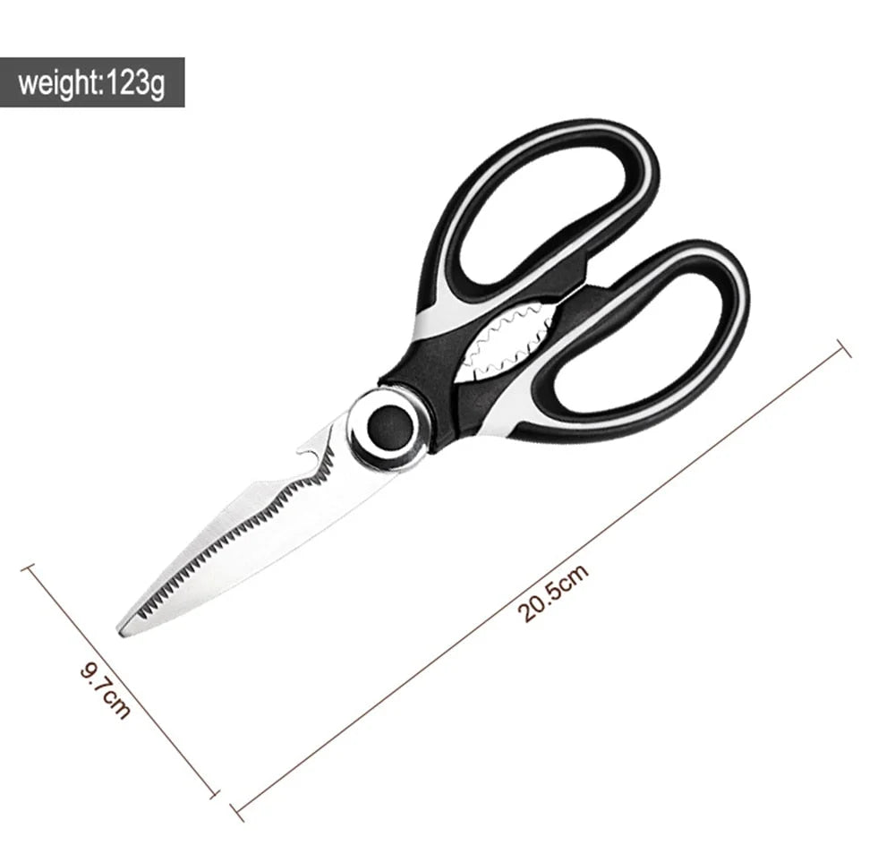 Kitchen Shears Stainless Steel Built-In Bottle & Jar Openers
