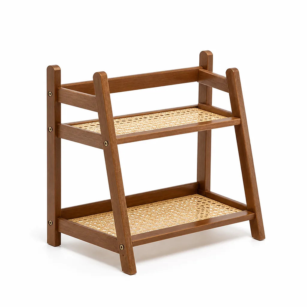 Kitchen Shelf 2-Tier Bamboo Slatted Space-Saving