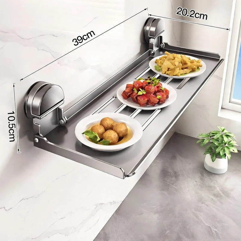 Kitchen Shelf Foldable Suction Cup Carbon Steel