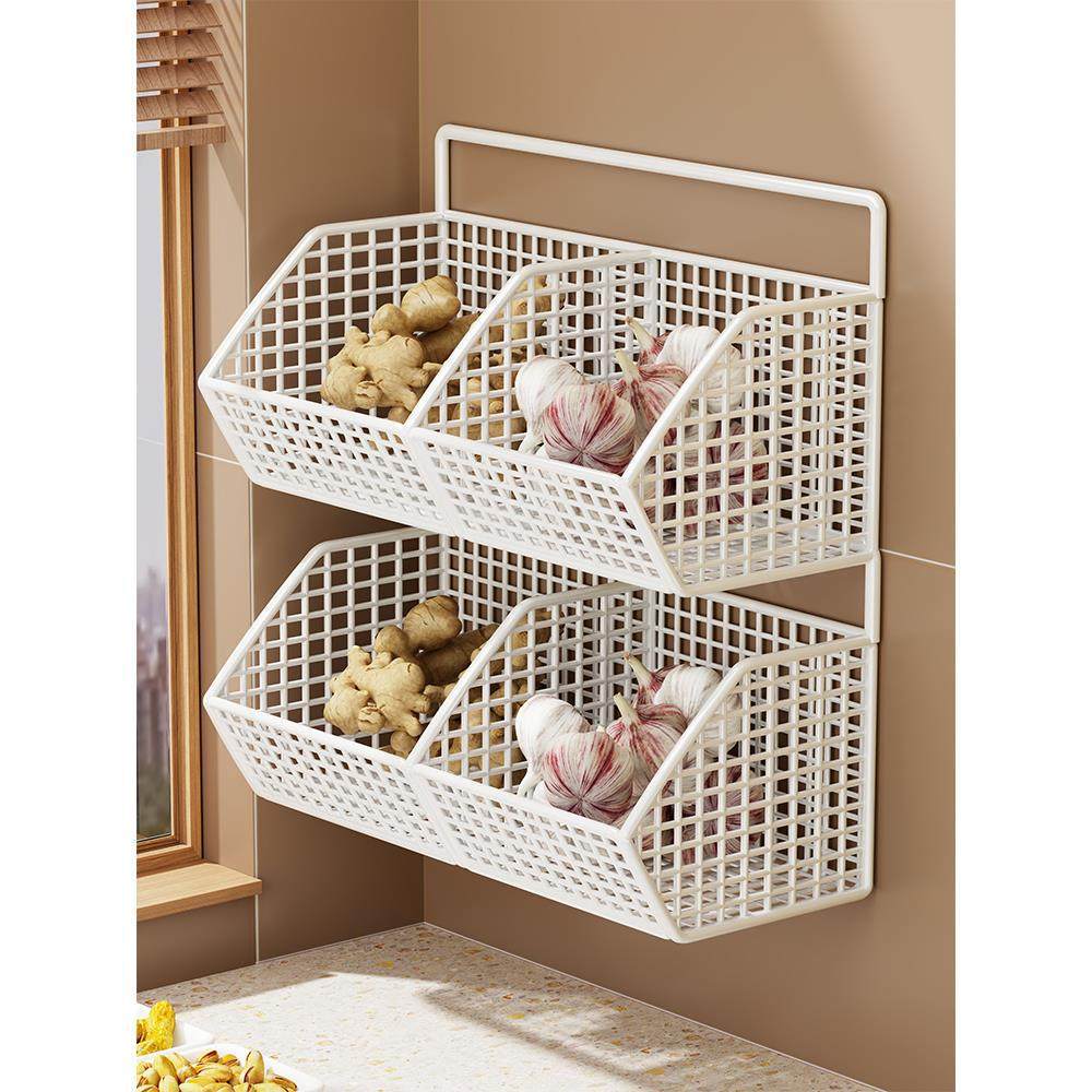 Kitchen Storage Basket Wall-Mounted Ventilated Space-Saving