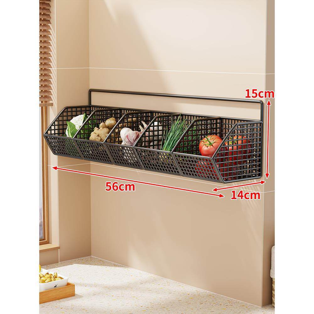 Kitchen Storage Basket Wall-Mounted Ventilated Space-Saving