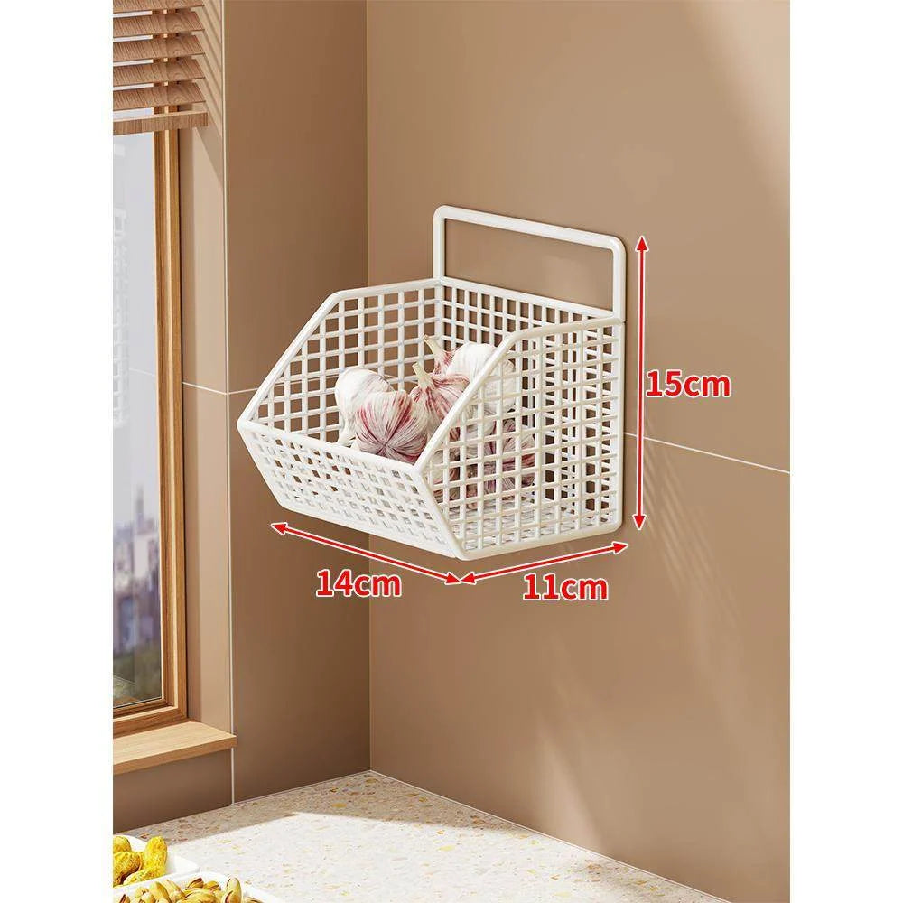 Kitchen Storage Basket Wall-Mounted Ventilated Space-Saving