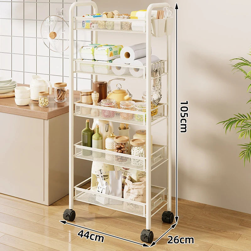 Kitchen Storage Cart 3-Tier Ventilated Mesh Locking Casters