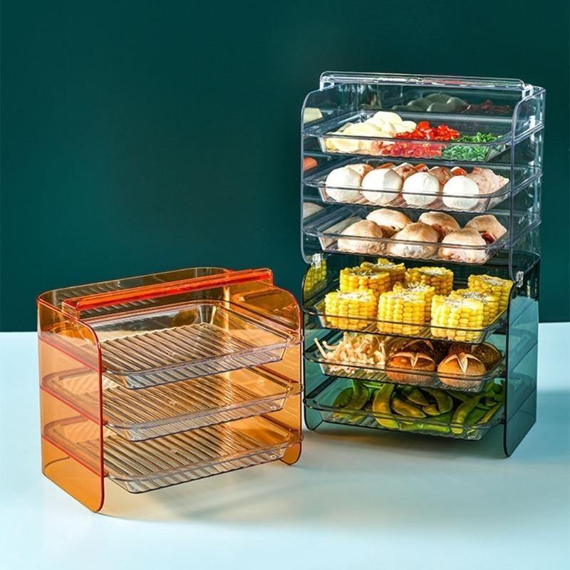 Kitchen Storage Rack 3-Tier Stackable Slide-Out Drawers