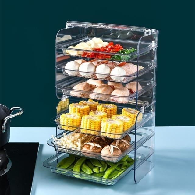Kitchen Storage Rack 3-Tier Stackable Slide-Out Drawers