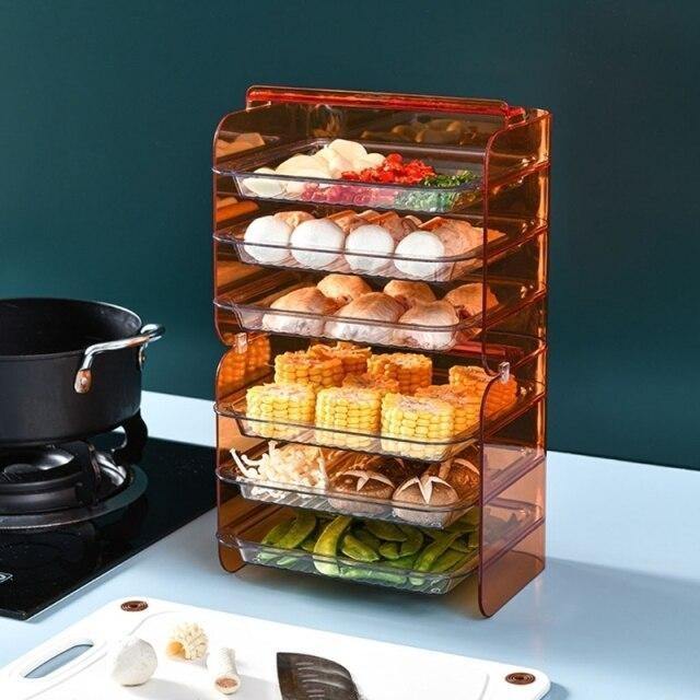 Kitchen Storage Rack 3-Tier Stackable Slide-Out Drawers