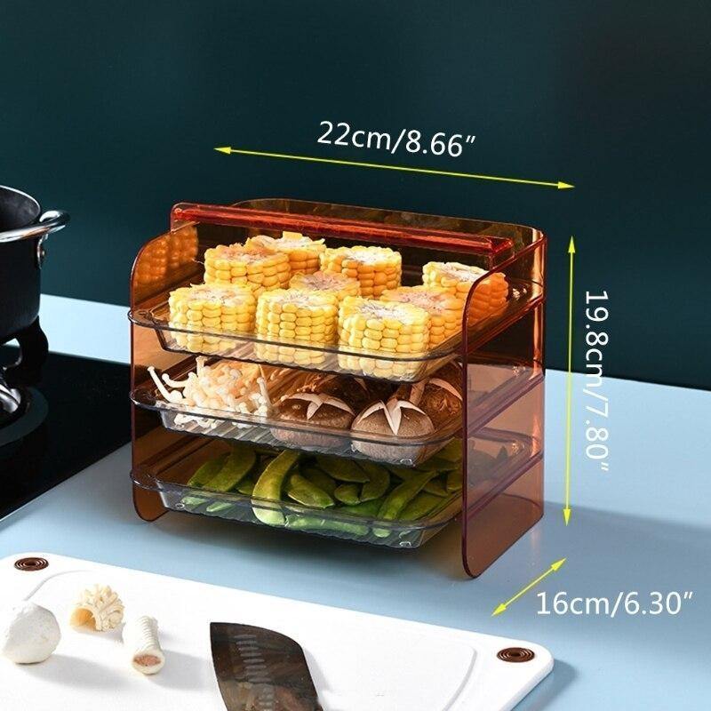 Kitchen Storage Rack 3-Tier Stackable Slide-Out Drawers