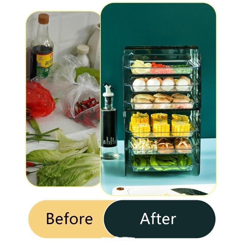 Kitchen Storage Rack 3-Tier Stackable Slide-Out Drawers