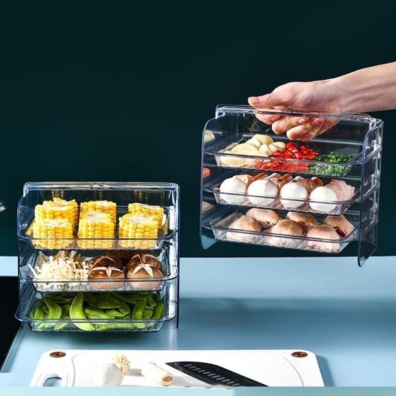 Kitchen Storage Rack 3-Tier Stackable Slide-Out Drawers