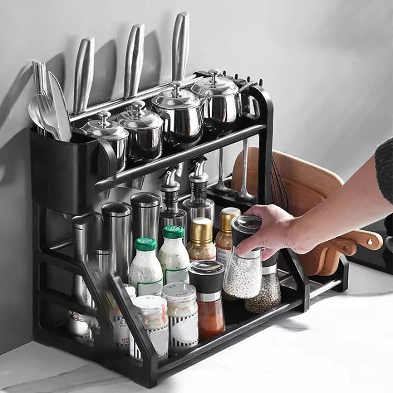 Kitchen Storage Rack Stainless Steel Two-Tier With Drainage