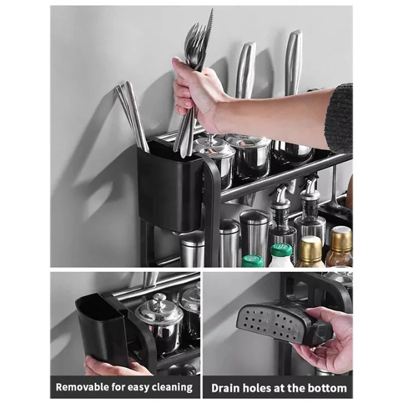 Kitchen Storage Rack Stainless Steel Two-Tier With Drainage