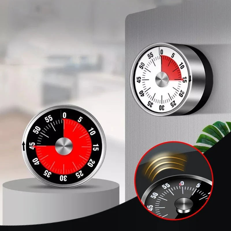 Kitchen Timer Mechanical Magnetic Back Stainless Steel