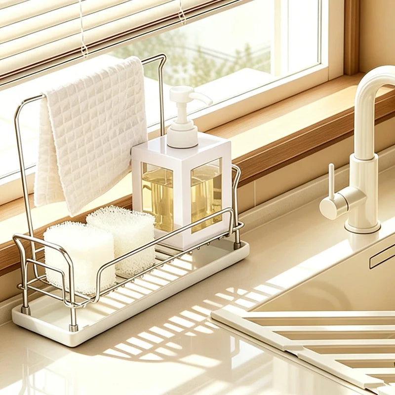 Kitchen Towel Drying Rack 304 Stainless Steel Countertop Sponge Storage