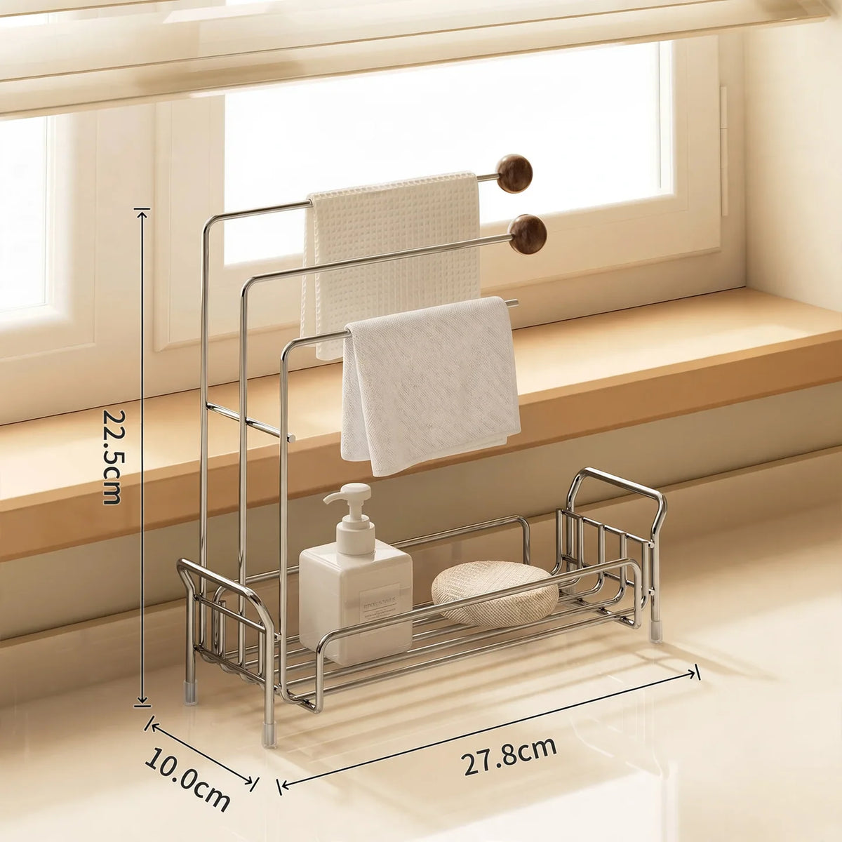 Kitchen Towel Drying Rack 304 Stainless Steel Countertop Sponge Storage