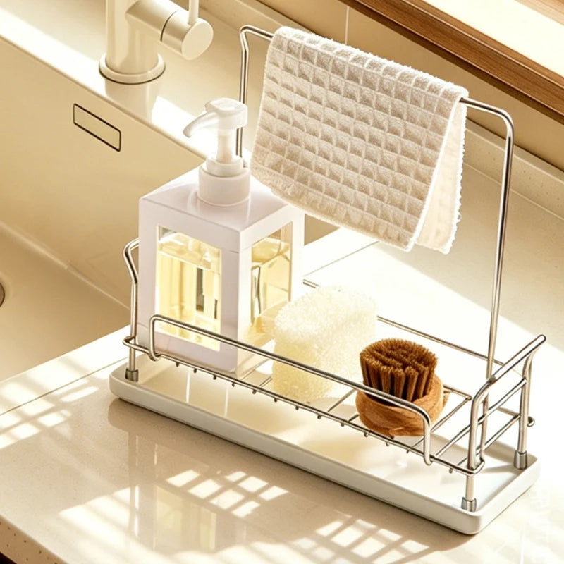 Kitchen Towel Drying Rack 304 Stainless Steel Countertop Sponge Storage