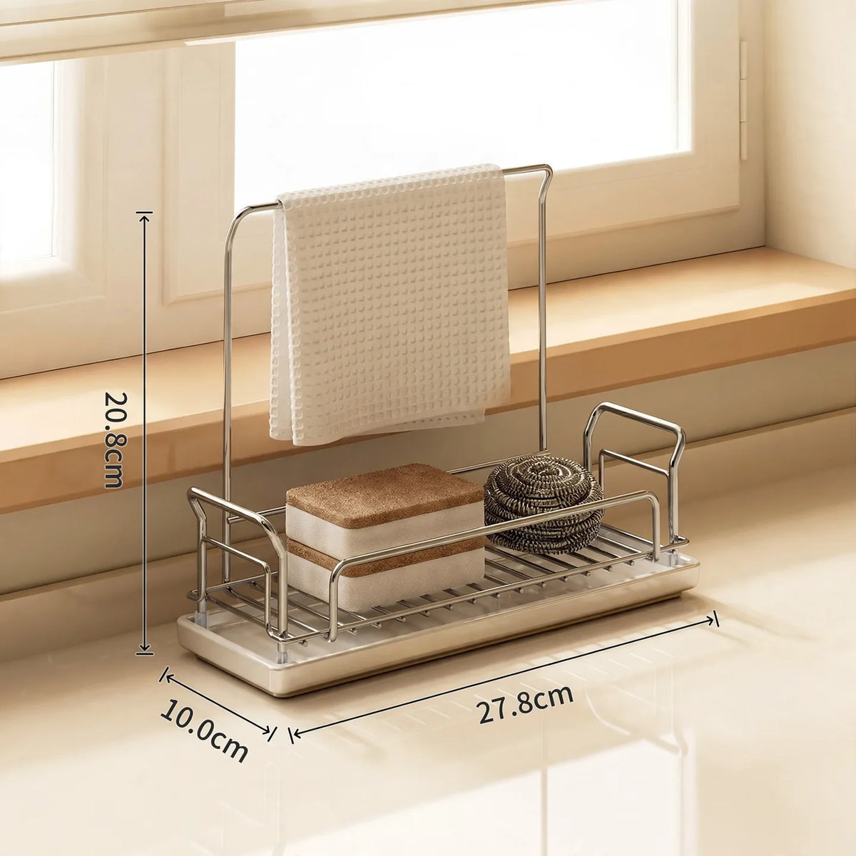 Kitchen Towel Drying Rack 304 Stainless Steel Countertop Sponge Storage