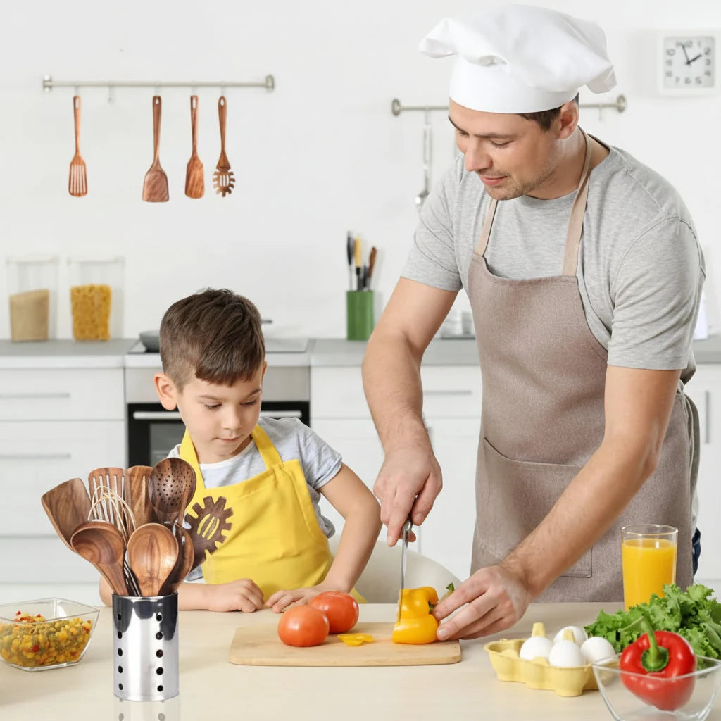 Kitchen Utensil Set Hardwood Heat-Resistant 7-Piece