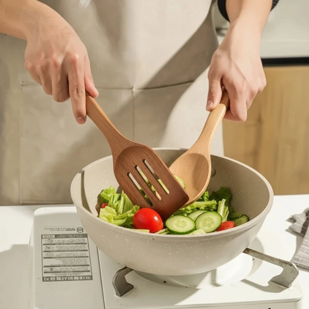 Kitchen Utensil Set Hardwood Heat-Resistant 7-Piece