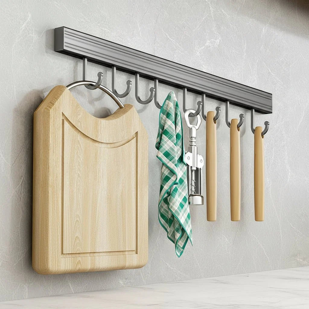 Kitchen Wall Hook Organizer Stainless Steel Space-Saving