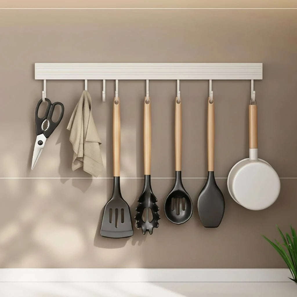 Kitchen Wall Hook Organizer Stainless Steel Space-Saving