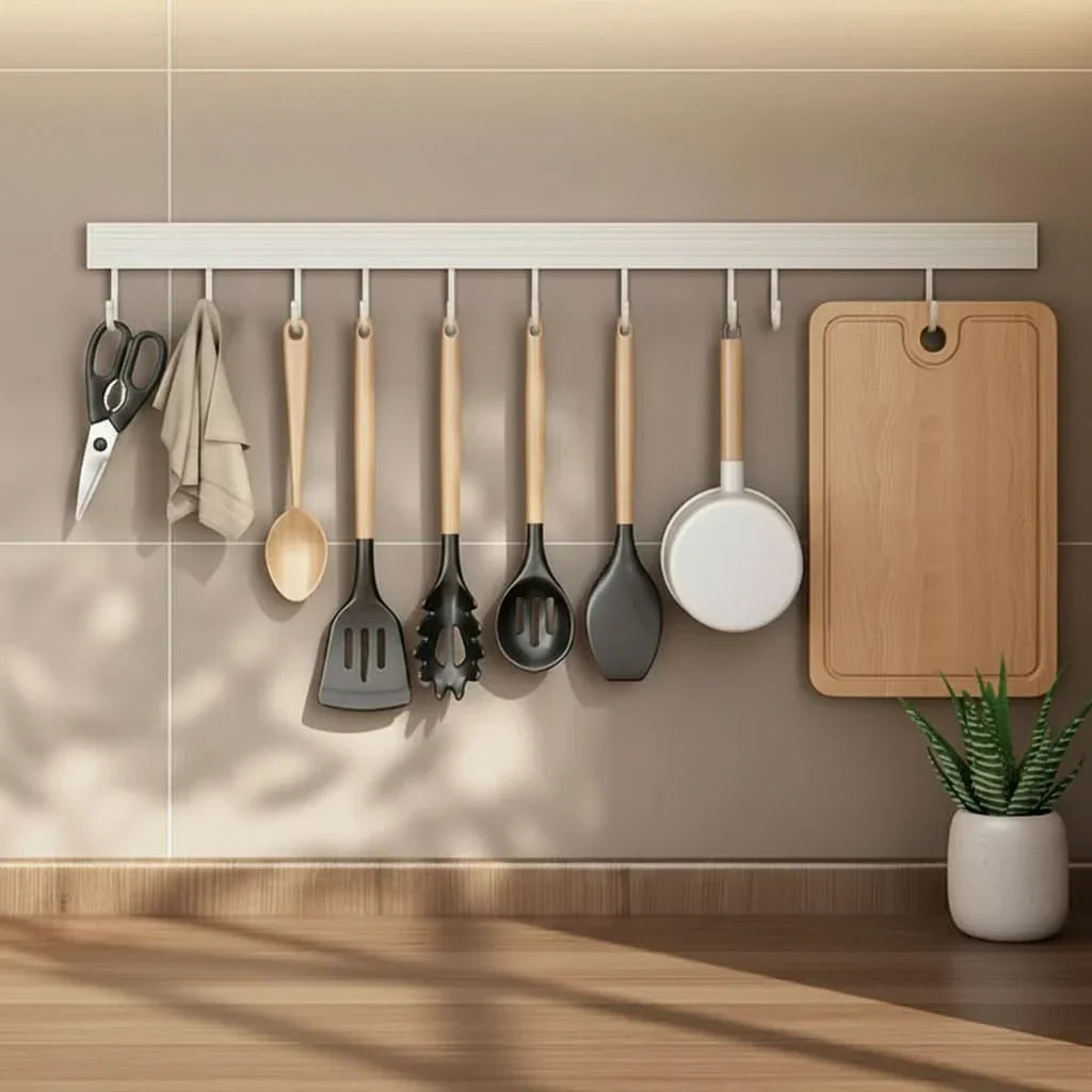 Kitchen Wall Rack Coated Metal No-Drill Installation