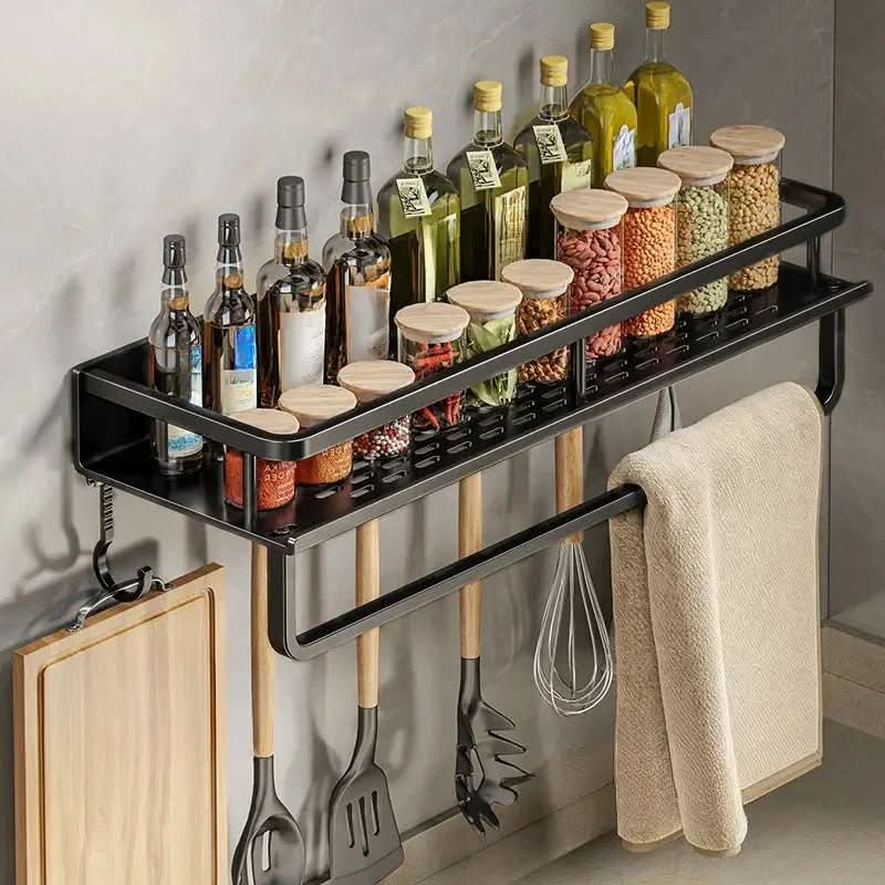 Kitchen Wall Shelf Powder-Coated Steel Space-Saving